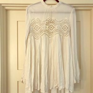 Free People lace cream tunic top